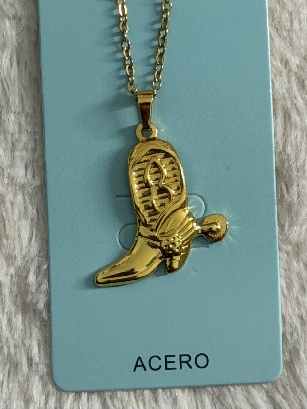 Acer Gold Cowboy Boot Pendant Necklace